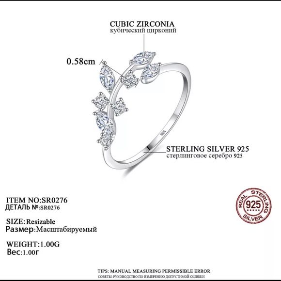 New 925 Sterling Silver Handmade Olive Leaf Open Ring - Picture 5 of 6